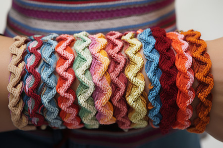 手工编织的彩色手链背景图片