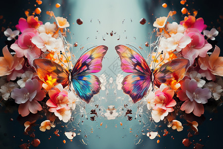 蝴蝶花海的艺术插图背景图片