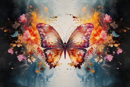 翩翩飞舞的蝴蝶艺术插图背景图片