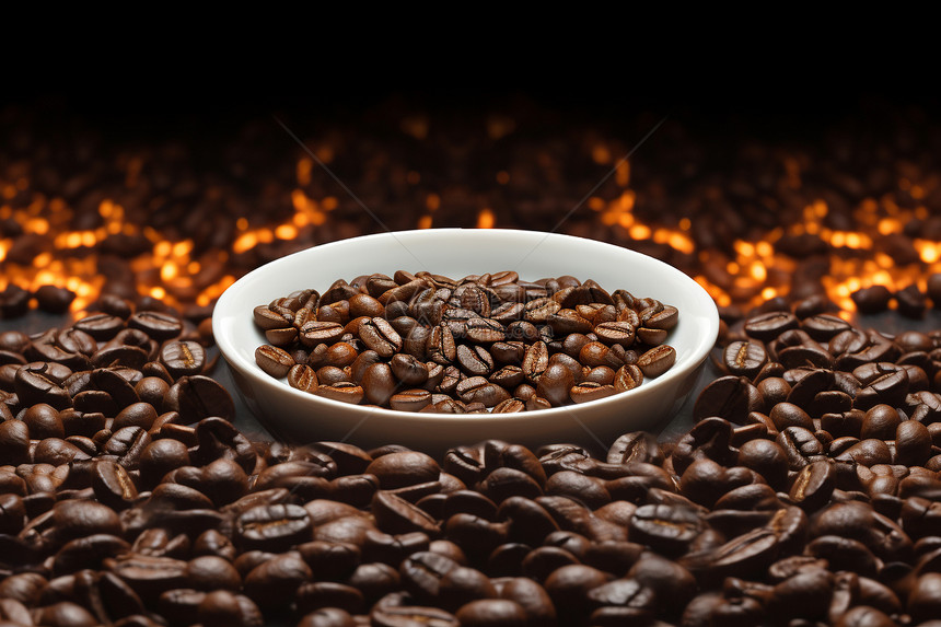 香浓的咖啡豆食材图片