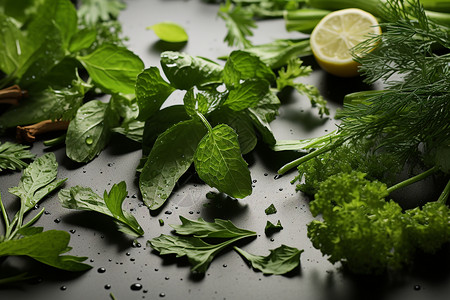 健康的绿叶蔬菜背景图片
