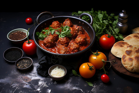 煮熟的番茄肉丸美食高清图片