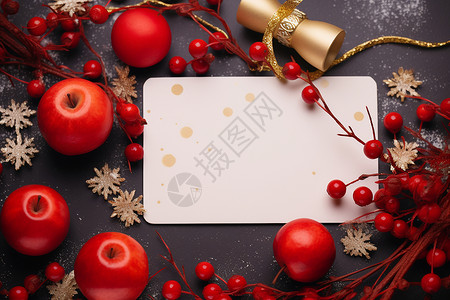 圣诞装饰与空白卡片背景