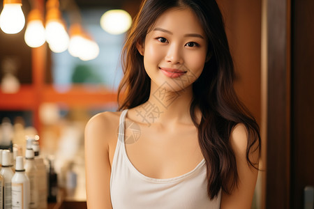 年轻的亚洲少女背景图片