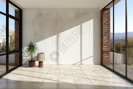 白色的地板白色窗户墙壁高清图片