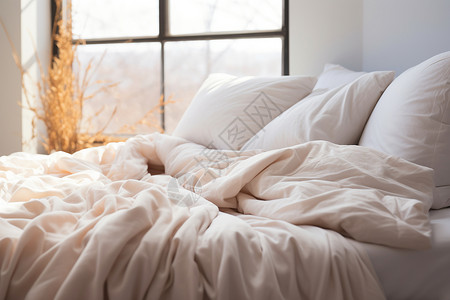 柔软的白床卧室白床高清图片