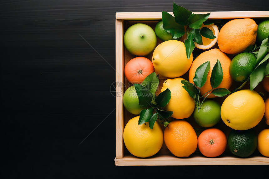 木盒里的柑橘图片