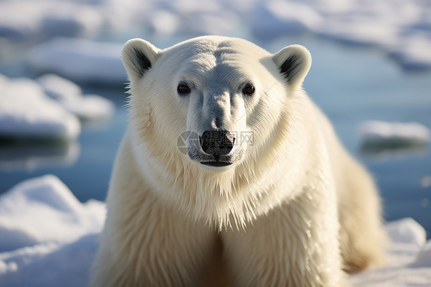 寒冷冰川中的北极熊图片