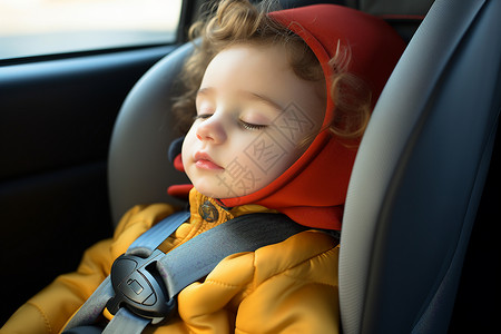 幼儿交通安全汽车安全座椅上睡觉的孩子背景
