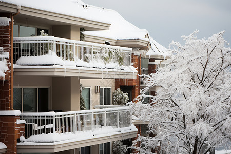 冬季白雪覆盖的景观背景图片