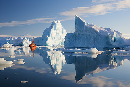 冰山下的小船背景