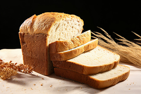 片状的吐司面包小麦和吐司面包背景