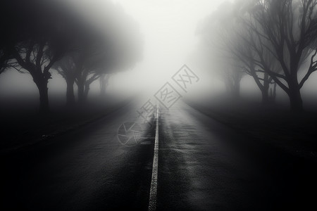 山路上的雾霭背景图片