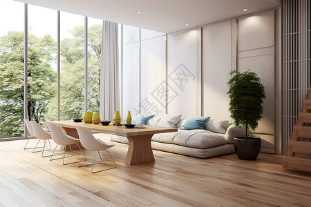 现代自然现代化的室内家居客厅场景设计图片