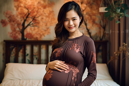 准备待产的亚洲孕妇背景图片