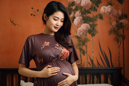 爱意满满的亚洲孕妇背景图片