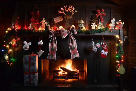 圣诞壁炉装饰背景图片
