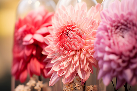 粉红雏菊花瓶中绽放的花朵背景