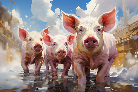 农场里的小猪背景图片