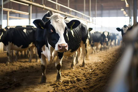 奶牛们在农场背景图片
