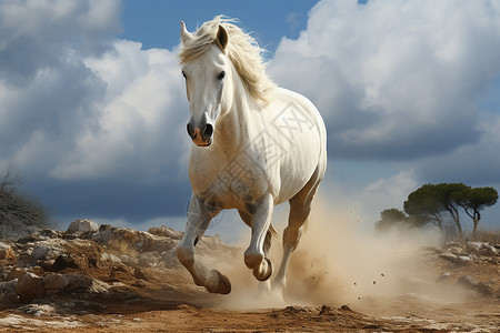 狂奔的白马背景图片