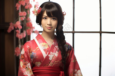穿着日式和服的女人背景图片