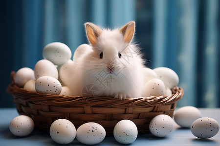 复活节的兔子和彩蛋背景图片