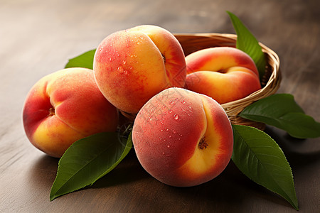 一篮子水果一篮子的桃子背景
