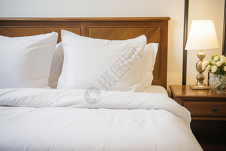 白色床单和枕头背景图片