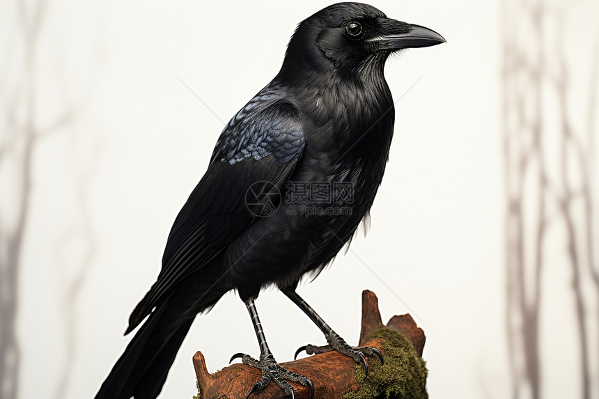 一只黑色乌鸦图片