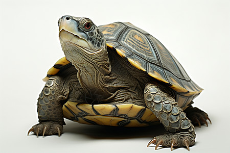 一只小海龟龟壳V领口高清图片