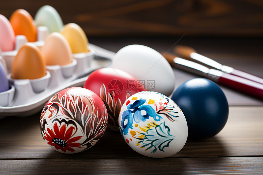 绘画的彩色鸡蛋图片