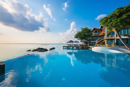 岛屿酒店浪漫海岛的豪华别墅背景