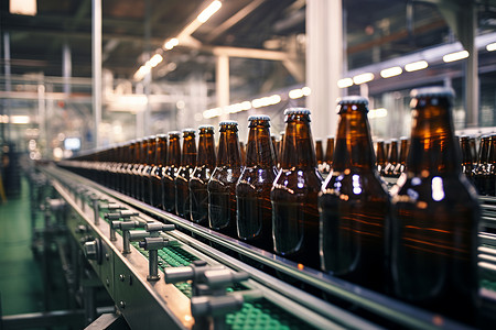 啤酒瓶在工厂高清图片