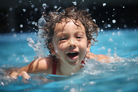 孩子快乐的游泳背景图片