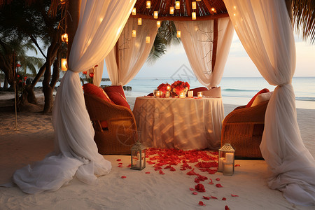 浪漫沙滩晚宴背景图片