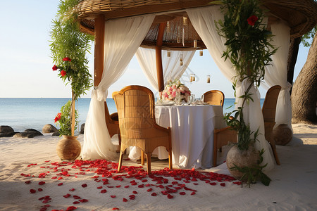 海滩帐篷浪漫海滩婚礼背景