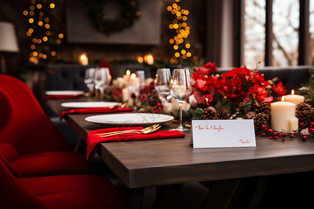 圣诞节的精致餐桌背景图片