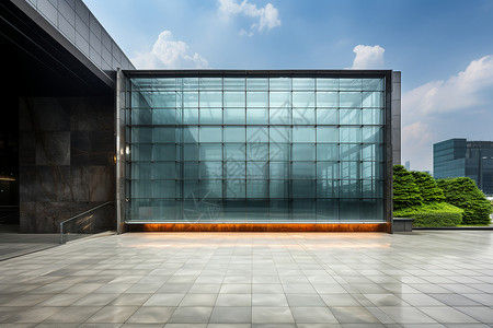 户外的玻璃建筑背景图片
