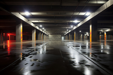 空荡荡的地下室停车场背景图片