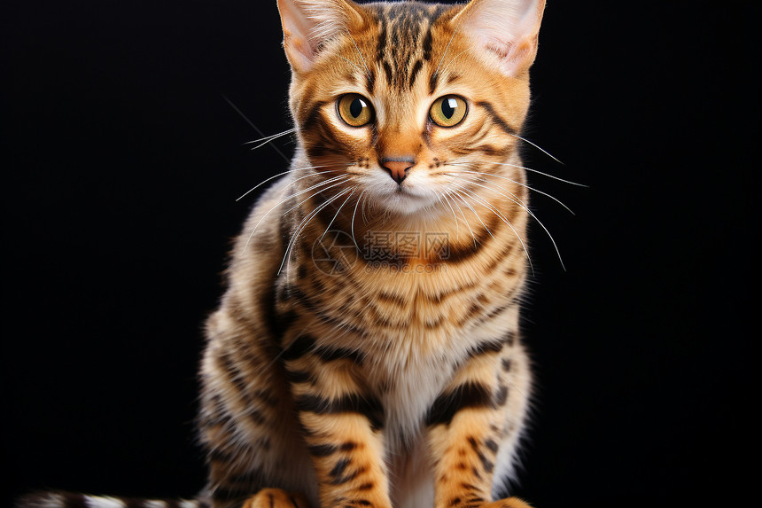 桌面上可爱的虎纹猫图片