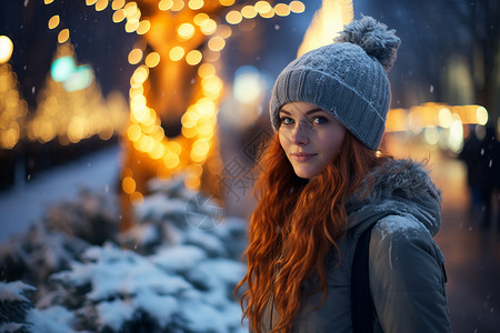 冬季户外的女子背景图片