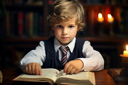 阅读的男孩背景图片