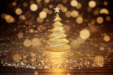 圣诞节的金色圣诞树背景图片