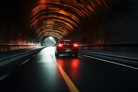 快速行驶的车辆通过隧道高清图片
