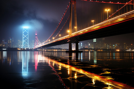 迷雾缭绕中的都市之夜背景图片