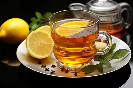 柠檬茶的清新饮品背景图片