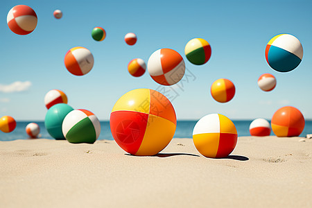 沙滩上的玩具球背景图片