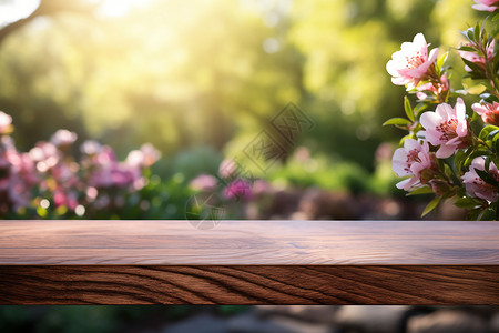 木凳上的粉色花朵背景图片