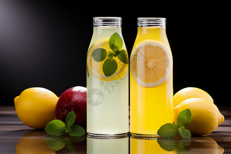 清凉夏日的柠檬饮料背景图片